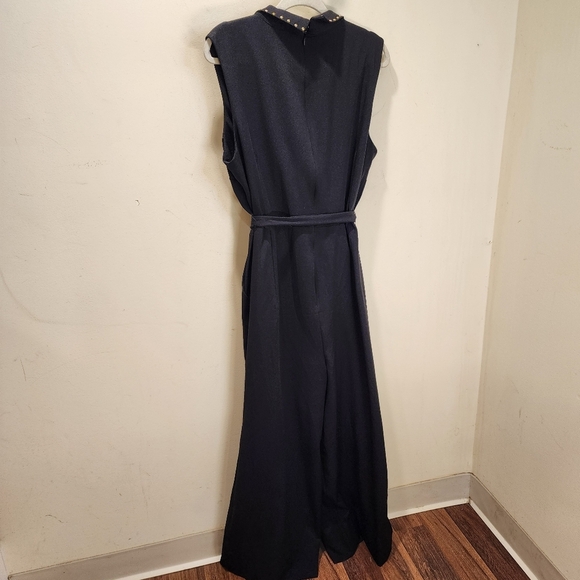 Midnight Velvet Elegant Black  Sleeveless Belted Plus Size Jumpsuit 18W - Picture 8 of 11